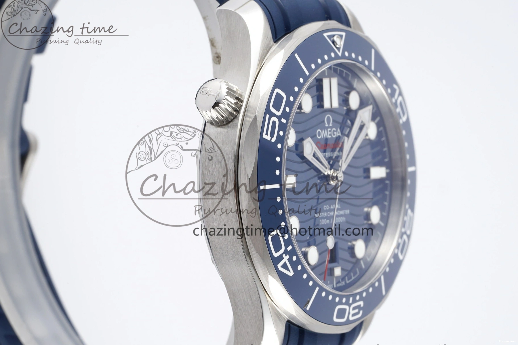 0328 Fashionable Seamaster Diver 300M ZF 1:1 Best Edition Blue Ceramic Blue Dial on Blue Rubber Strap A 7822